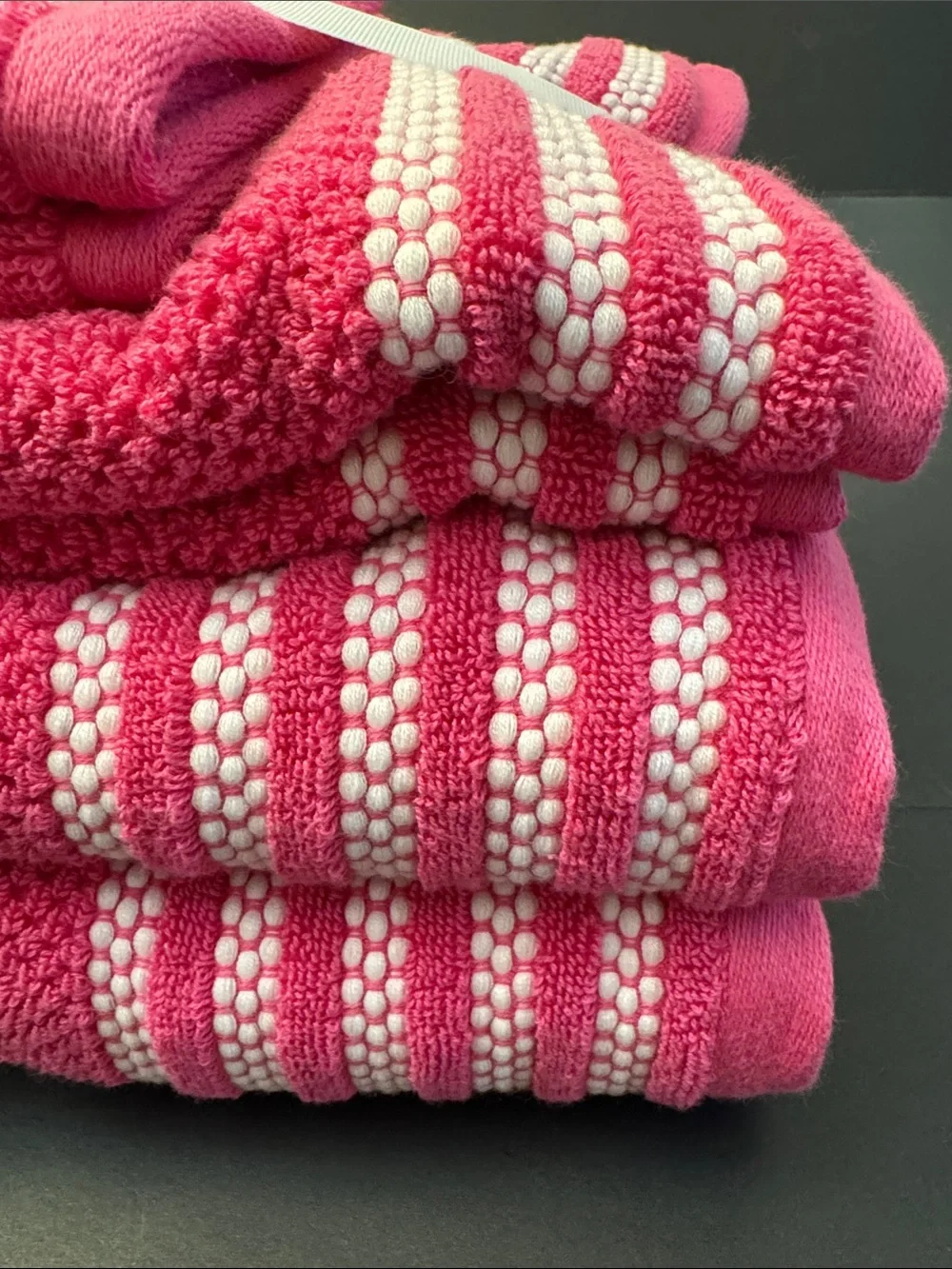 6pc TRULY LOU 100% Cotton Bath Towel Set - SnapDragon - Pink/White - Bundle